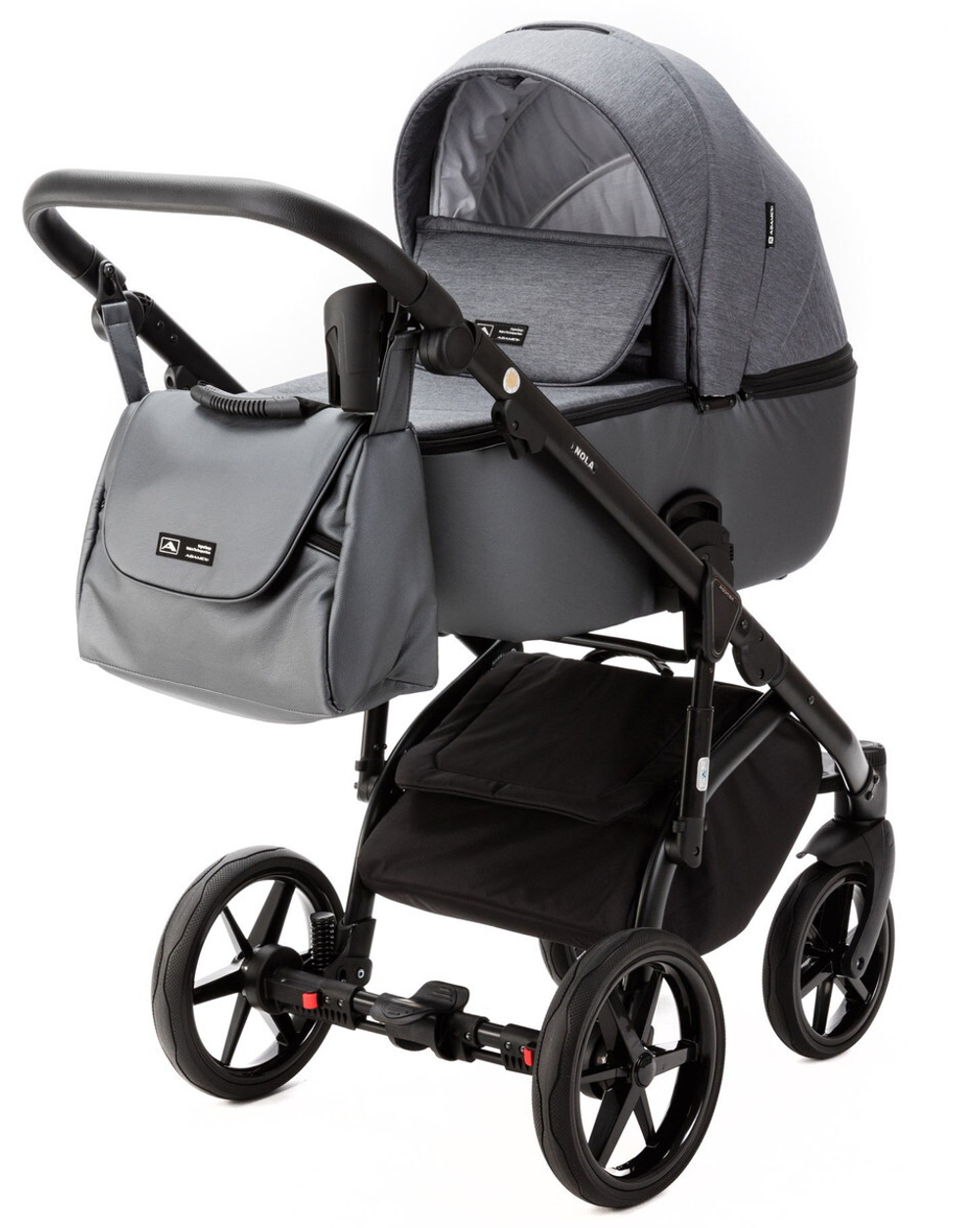 Детская коляска Adamex Nola 2 в 1 N-PS86 (Т.СЕР + Т.СЕР. ПЕРЛ. КОЖА)