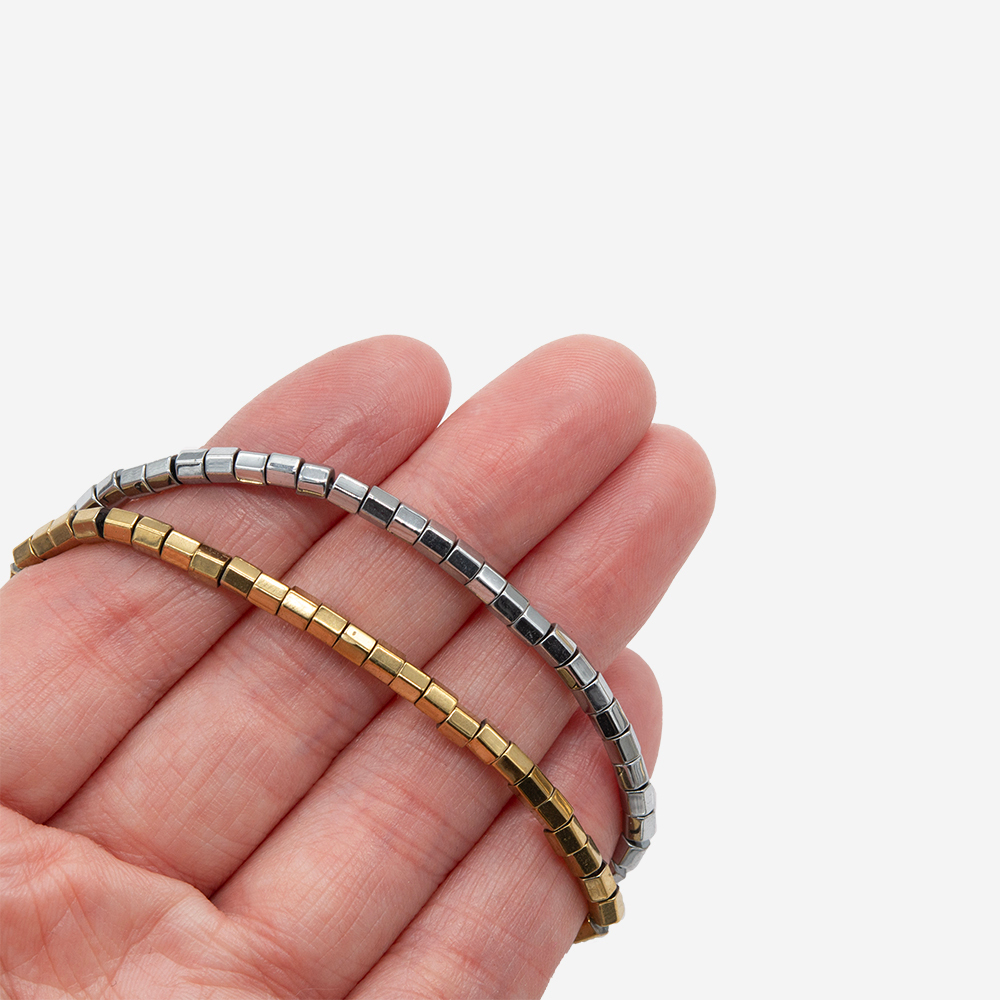 Гематин (гематит), разделитель многогранник 3мм, оттенок "Родий"