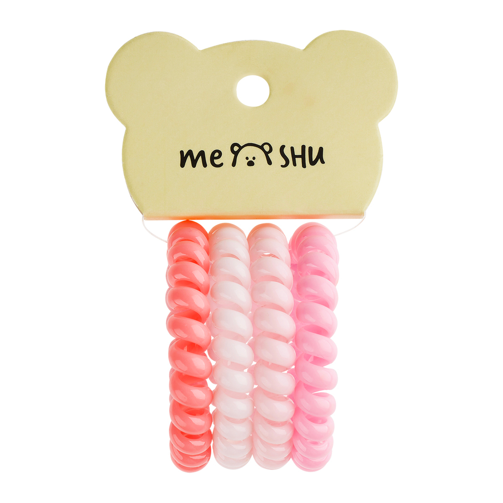 Резинки для волос MESHU, пружинки, розовые ассорти, 4шт., диаметр 4,5см, европодвес MS_60570