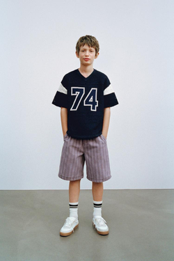 ZARA ШОРТЫ-БЕРМУДЫ С ПРИНТОМ И ЭЛАСТИЧНЫМ ПОЯСОМ, СВЕТЛАЯ МАЛЬВА