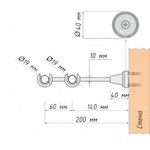 Кронштейн открытый стеновой d19/19 двухрядный, цвет хром матовый
