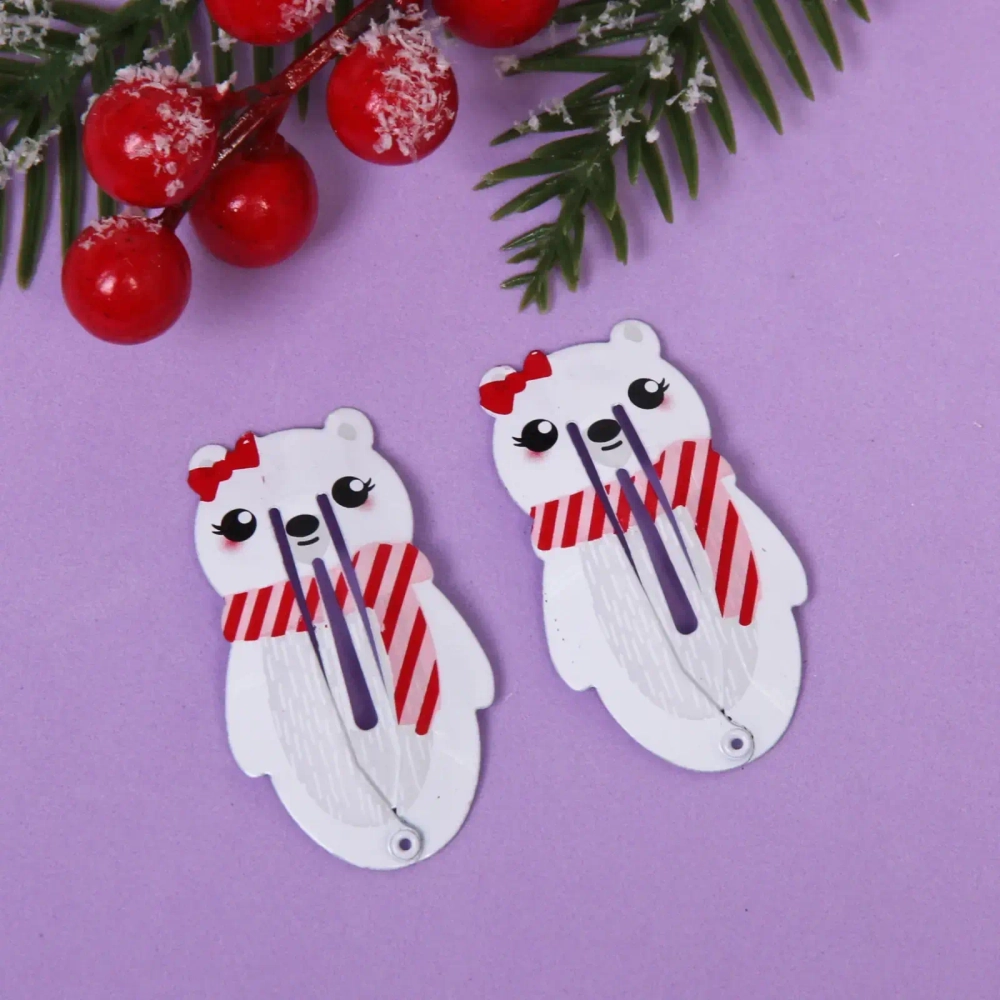 Зажимы для волос 2шт «Новогодняя сказка - Медвежата», 5*2см