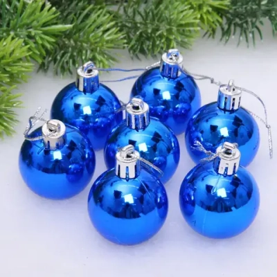 Новогодние шары 4 см (набор 24 шт) «Глянец», синий