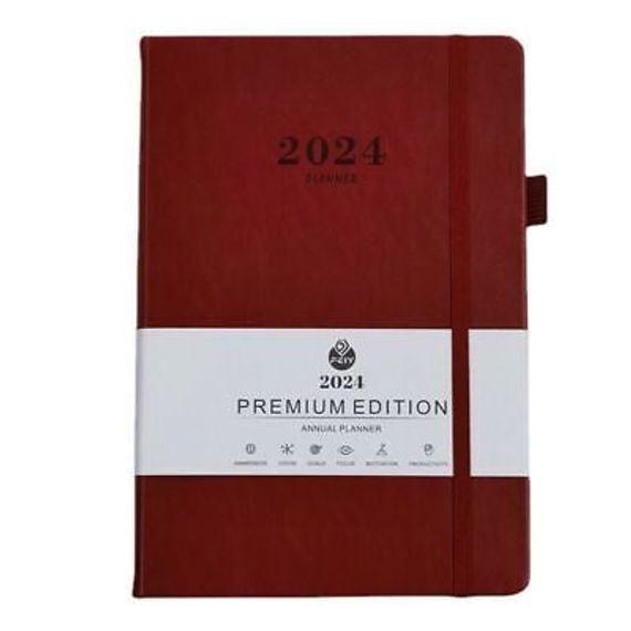 Gündəlik/Ajanda/Ежедневник/Diary Annual Planner 2024 red