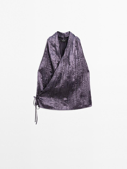 Massimo Dutti Топ с плиссировкой, фиолетовый