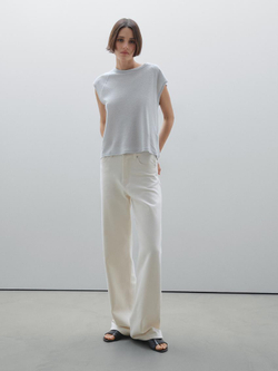 Massimo Dutti Футболка из 100% льна, небесно-голубой