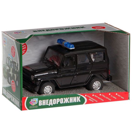 Машинка инерционная "Внедорожник " черный свет.звук
