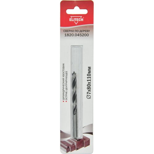 Сверло ELITECH по дереву 7*80*110мм