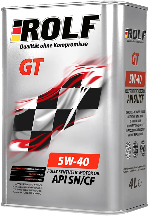 Моторное масло Rolf GT 5W-40, SN/CF, синтетическое, 4 л