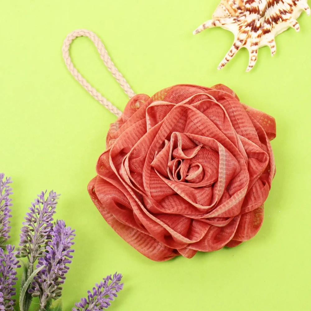 Мочалка нейлоновая «Premium - ROZARIO», цвет вишневый, 70гр (ZIP пакет)