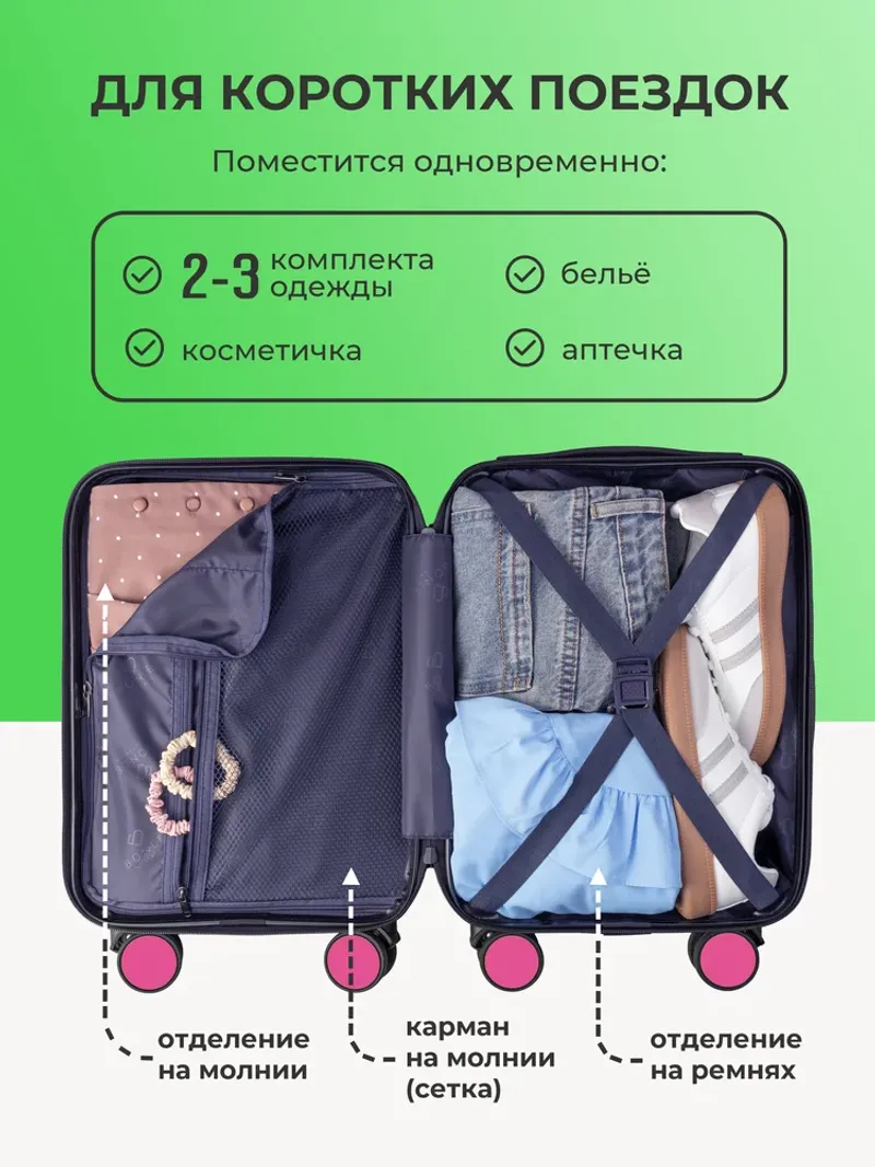 Чемодан Bonle размер XS Розовый