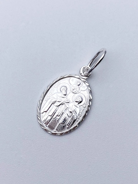 Образок из серебра/Без покрытия/Подвижное ухо/Петр и Феврония