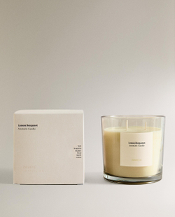 Zara Home Свеча ароматическая Lemon Bergamot 620 г, растительный воск, аромат свежий цитрусовый, Горчичный