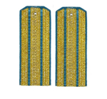 Погоны парадные золотые металлизированные два голубых просвета (трапециевидные)