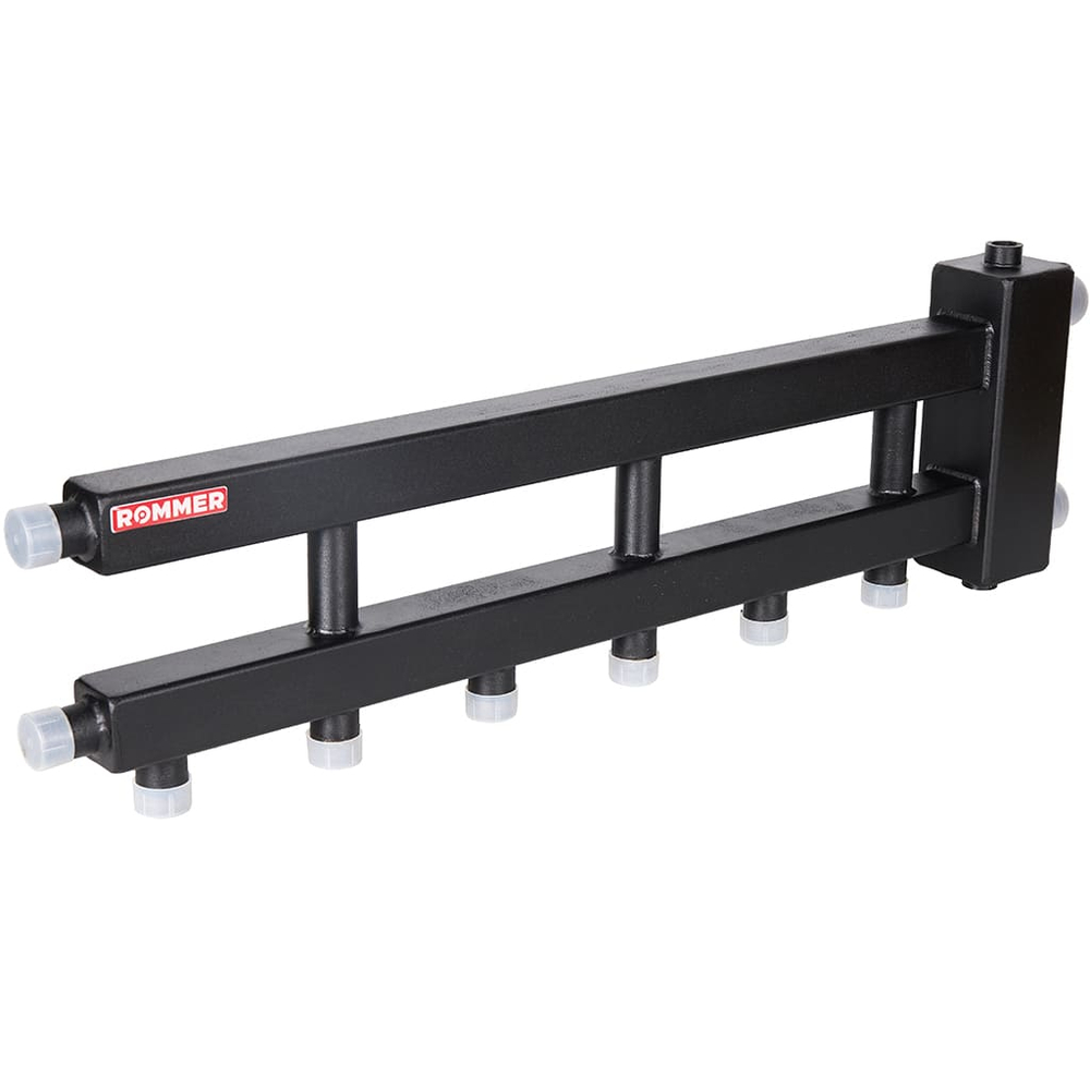 Коллектор с гидравлической стрелкой ROMMER - 1"1/4 НР на 3+1 контур 1" НР (до 60 кВт)