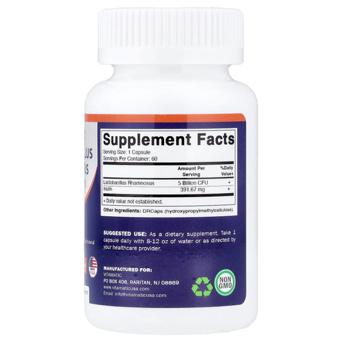 Vitamatic, Lactobacillus rhamnosus, 60 капсул с гипромеллозой DRcaps®