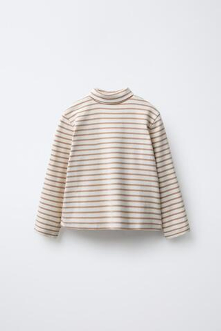 ZARA ТОП С ВОРОТНИКОМ-СТОЙКОЙ, ПОЛОСКИ