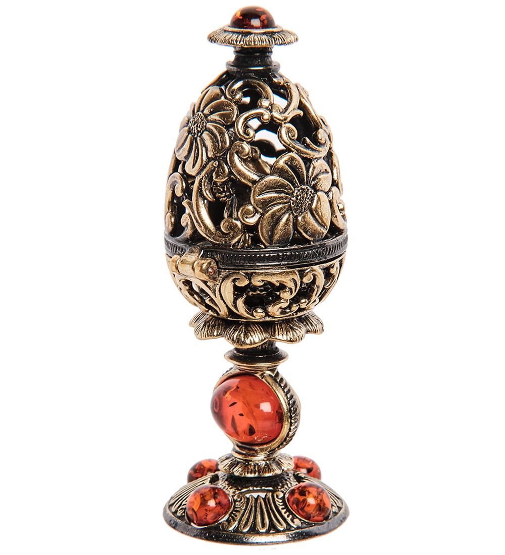Народные промыслы AM-3280 Фигурка «Яйцо с Ангелом» (латунь, янтарь)