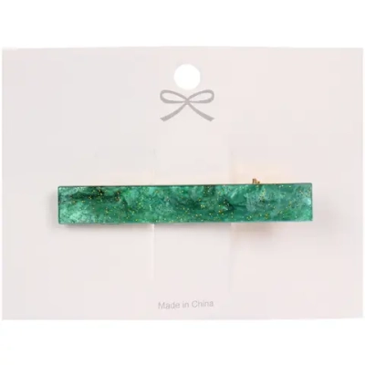 Зажим для волос 1шт на блистере «МИНДАЛЬ», классика, цвет зелёный опал, 6*1.5см