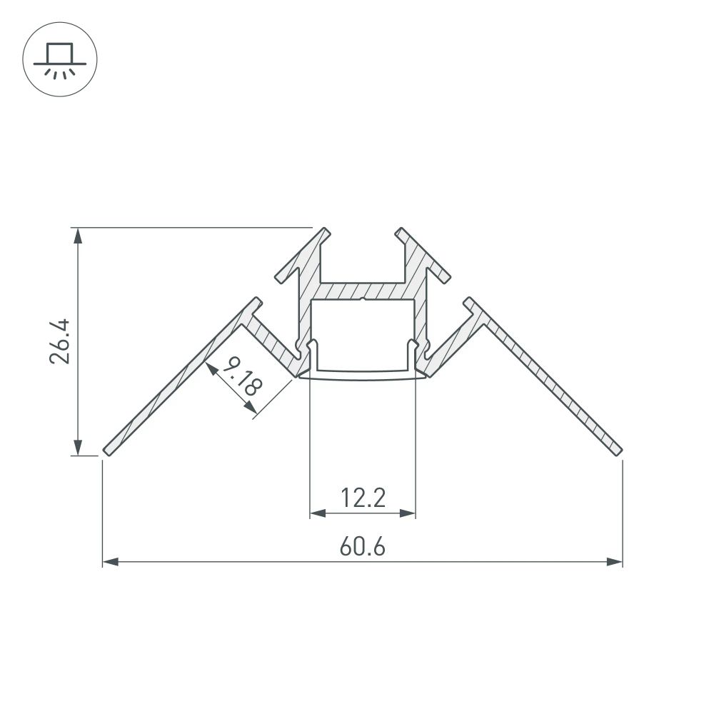 Профиль ARH-DECORE-S12-INT-2000 ANOD внутренний (Arlight, Алюминий) 023868