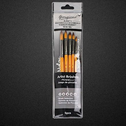 Набор кистей нейлон 5шт Giorgione круглые G-5050R orang, в блистере