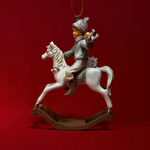 Украшение подвесное Мальчик на лошадке (полирезин), H12x9x4,5см, розовый