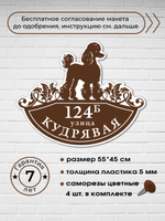 Адресная табличка с собакой пуделем, 55х45 см.