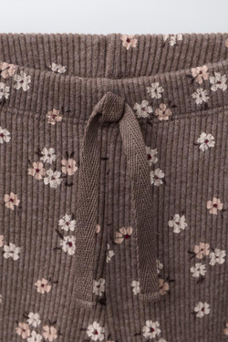 ZARA КОМПЛЕКТ ИЗ ФУТБОЛКИ И РАСКЛЕШЕННЫХ ЛЕГИНСОВ ИЗ МЯГКОЙ ТКАНИ, КОРИЧНЕВЫЙ