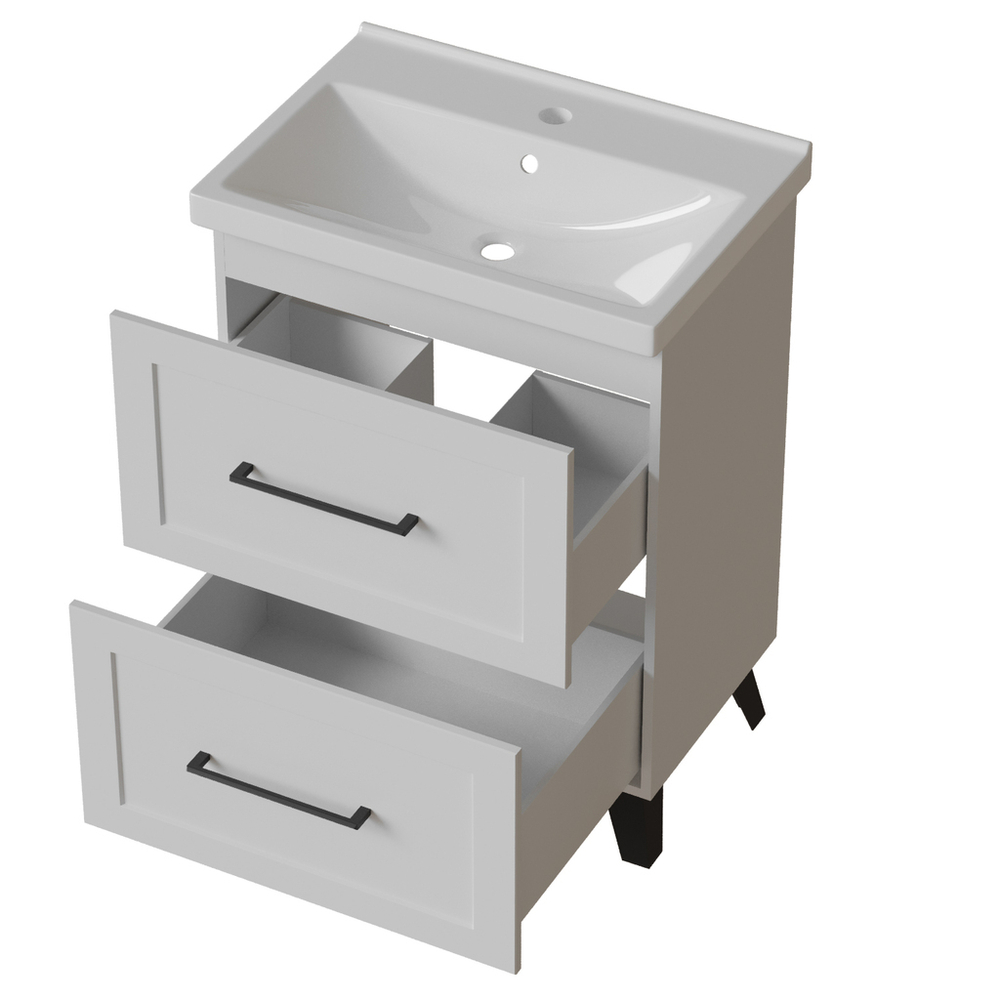 Тумба д/ванной "РИФ-60" 2 ящика  белый под рак."Fest- 60"  мебельный (Sanita Luxe)(ПВХ)