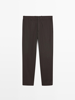 Massimo Dutti Брюки из шерстяной смеси Total Look, коричневый