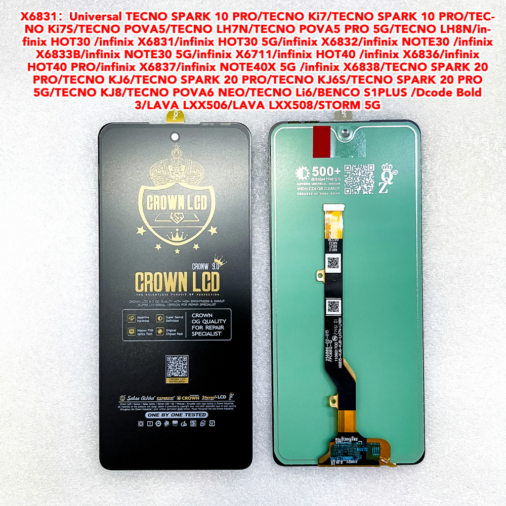 Дисплей Tecno Pova 5/5 Pro/6 Neo/Spark 10 Pro/20 Pro/Infinix Hot 30 /40/40 Pro/Note 30/40X Crown OEM