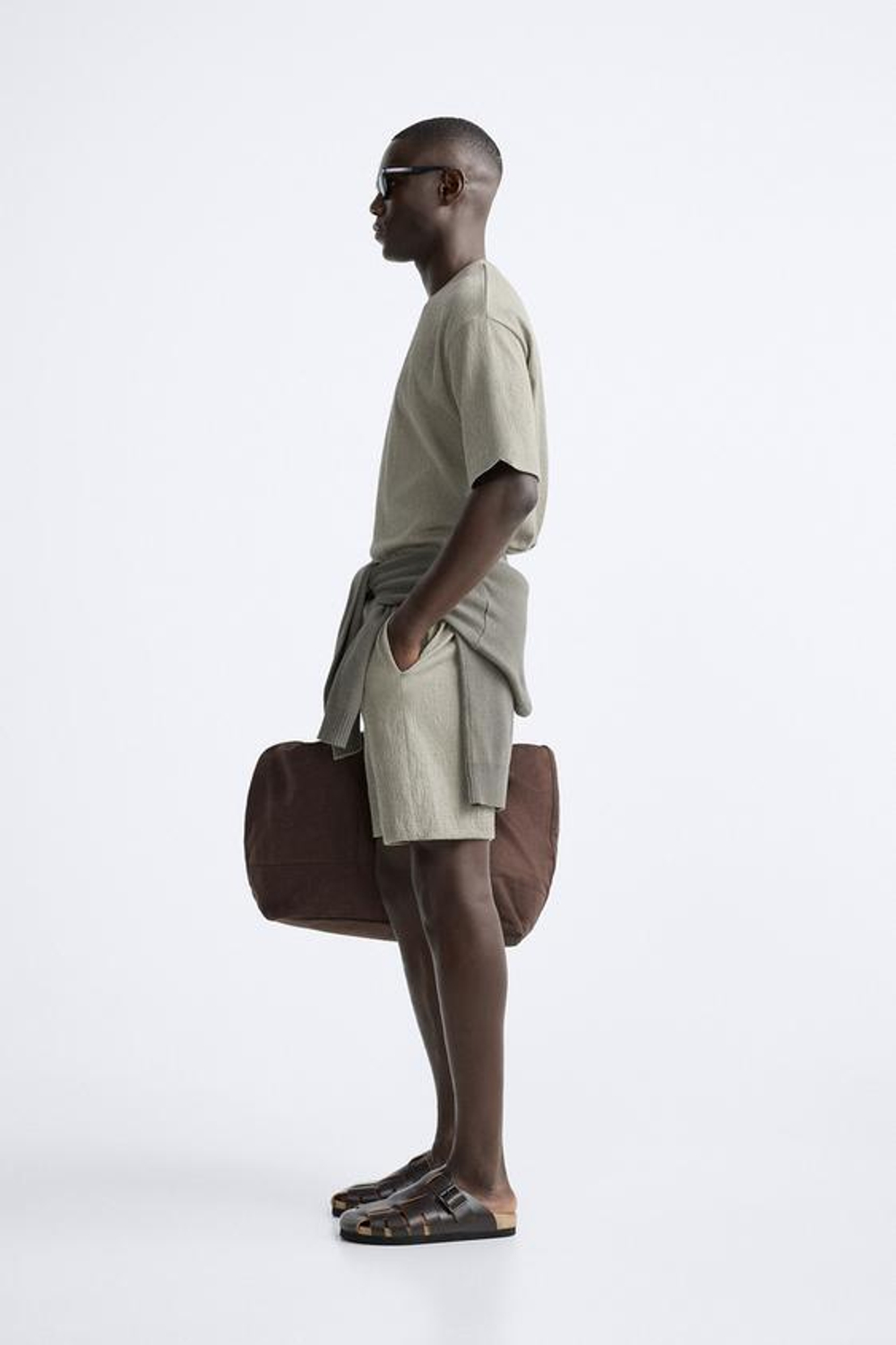 ZARA ШОРТЫ ИЗ РЕЛЬЕФНОЙ ТКАНИ, МЯГКИЙ ЗЕЛЕНЫЙ