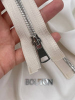 Молния бежевая (молочная) серебро