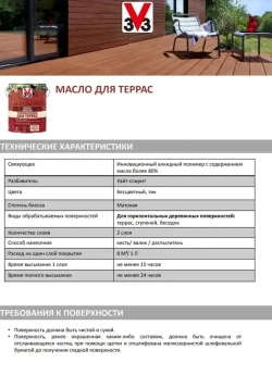 V33 Масло для дерева 2.5 л., Тик/матовый