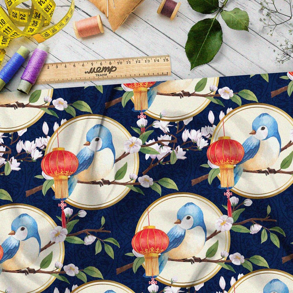 Ткань дюспо воробей и красный фонарь