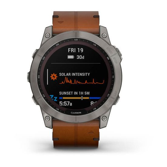 Часы Garmin Fenix 7X Sapphire Solar, титан с кожанным ремешком 010-02541-19