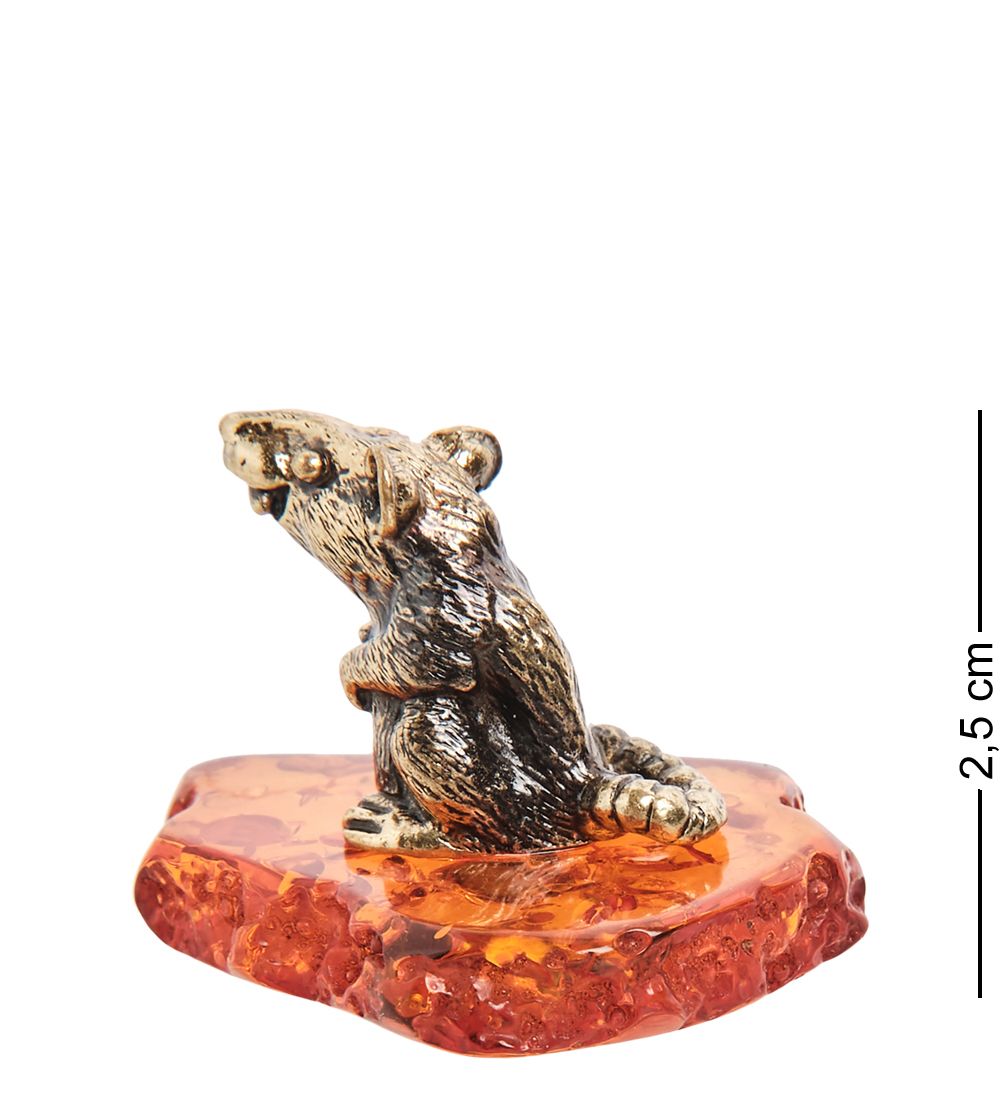 Народные промыслы AM-1672 Фигурка «Крыс» (латунь, янтарь)