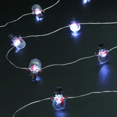 Гирлянда для дома «Снеговичок» (3*2,2см) на батарейках 2,0 м 20 ламп LED, 1 реж., IP-20, Белый (батарейки CR2032)