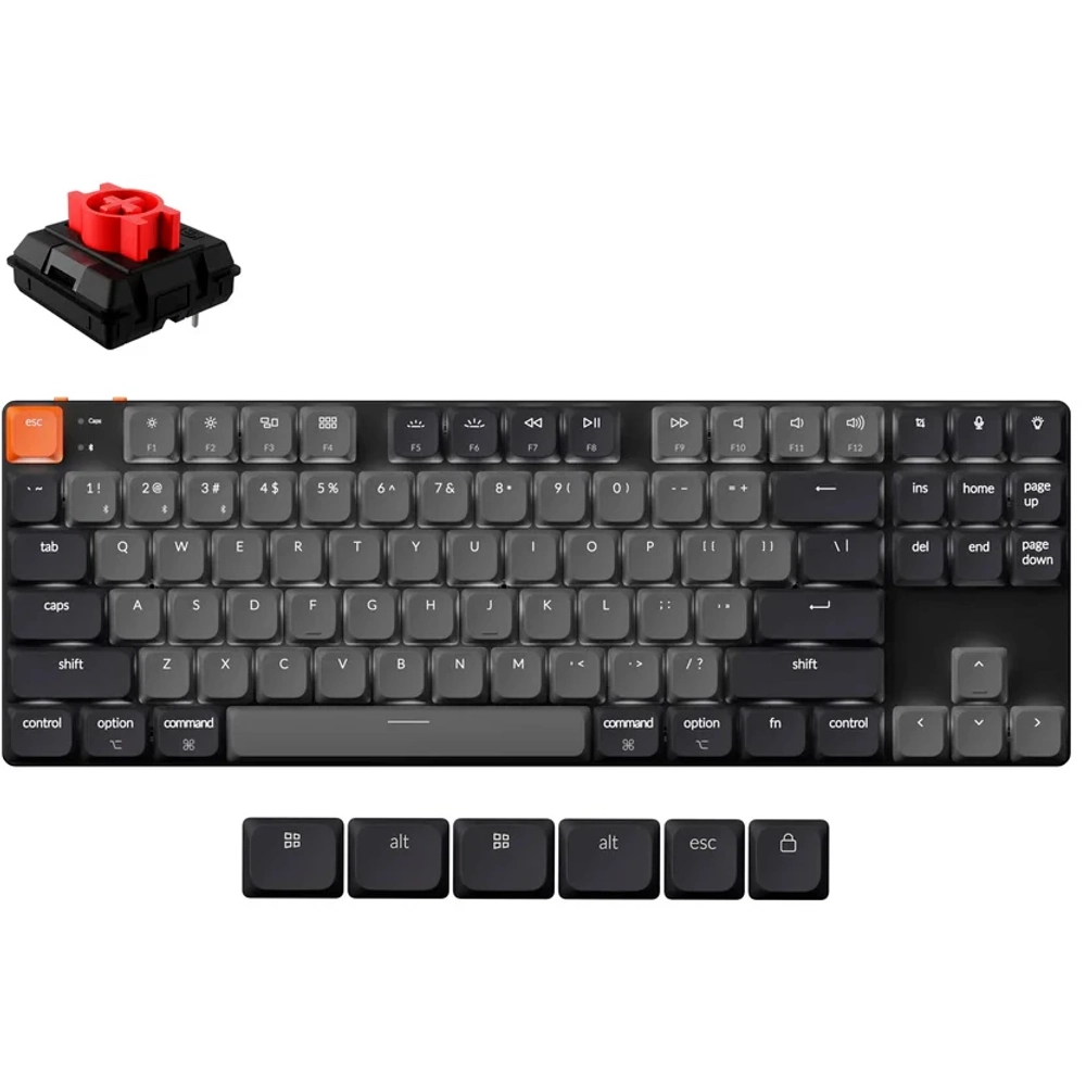 Беспроводная механическая ультратонкая клавиатура QMK Keychron K1 версия 6, 87 клавиш, White Led подсветка, Keychron Low Profile Red Switch (K1X-A1-RU)