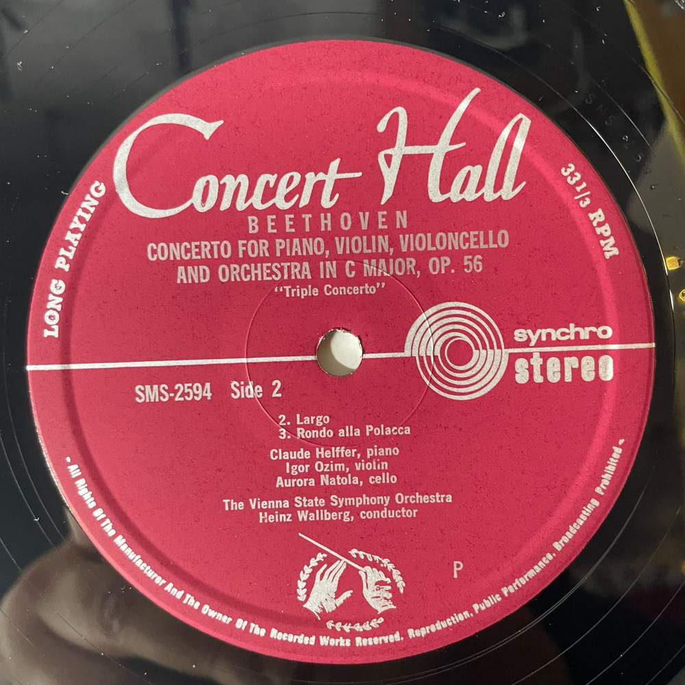 Винтажная виниловая пластинка LP Бетховен Beethoven Konzert Fur Klavier, Violine, Violoncello Und Orchester In C-Dur, Op. 56 Tripelkonzert (Германия 1975)