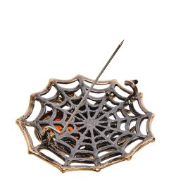 AM-2632 Брошь «Паук Домовенок» (латунь, янтарь)