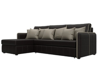 Диван угловой Лига-078 угол универсальный ЭКОКОЖА GRIFON 12 коричневый GRIFON 04 бежевый