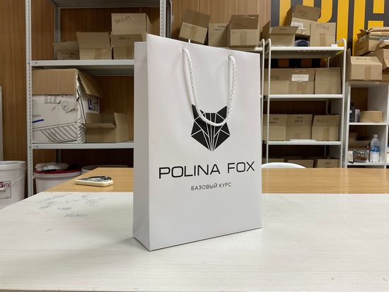 Пакет из мелованной бумаги с ручками из шнурков 35х25х8 (ВхШхГ)