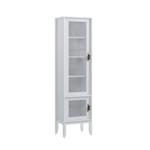 Шкаф для посуды «Бридж» узкий с 2-мя стеклянными дверями белый лак