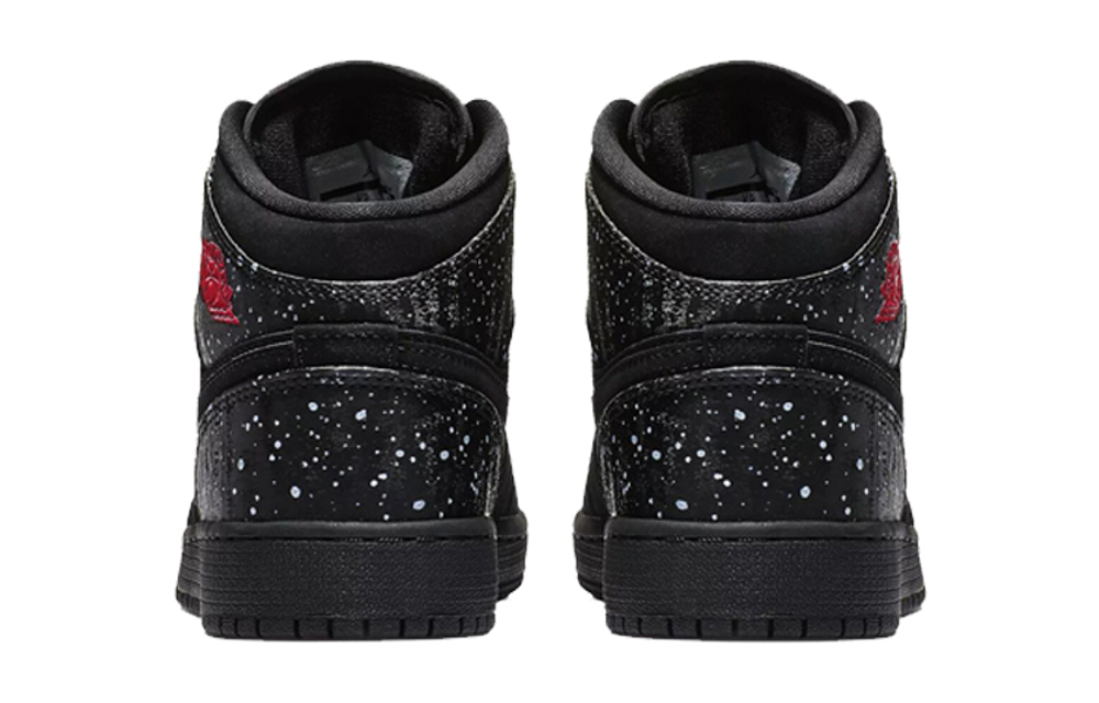 Кроссовки Jordan Air Jordan 1 Mid Black Rush Pink White Splatter (Женская размерная сетка)