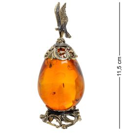 Народные промыслы AM-1780 Фигурка «Яйцо с сапсаном» (латунь, янтарь)