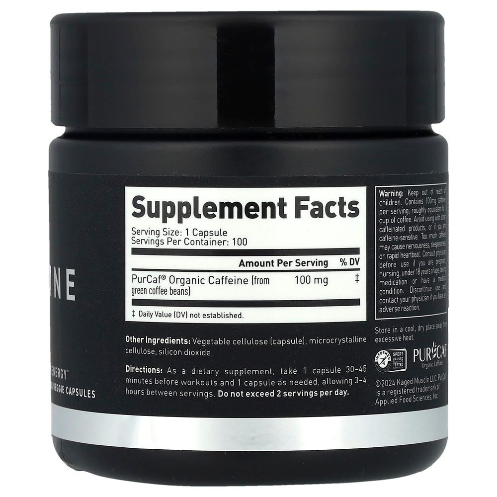 Kaged, Кофеин, 100 мг, 100 растительных капсул