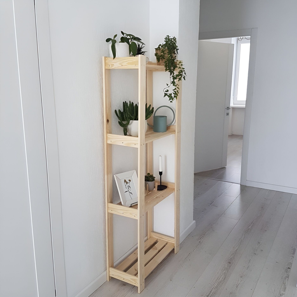 Стеллаж напольный Альберт 159 см для рассады, книг, деревянный стеллаж на балкон, в натуральной отделке