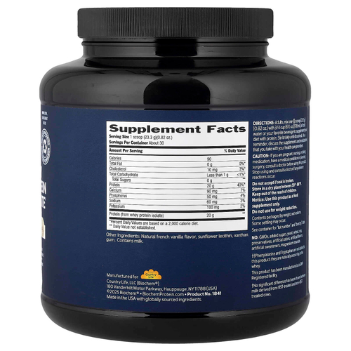 Biochem, 100% изолят сывороточного протеина в порошке, натуральный, 699 г (1,5 фунта)