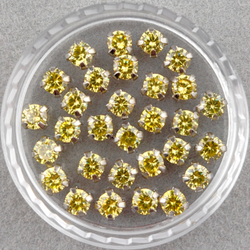 Фианиты шатоны в оправах, Golden Yellow/Platinum